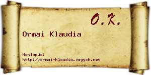 Ormai Klaudia névjegykártya