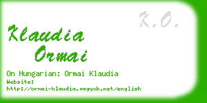 klaudia ormai business card